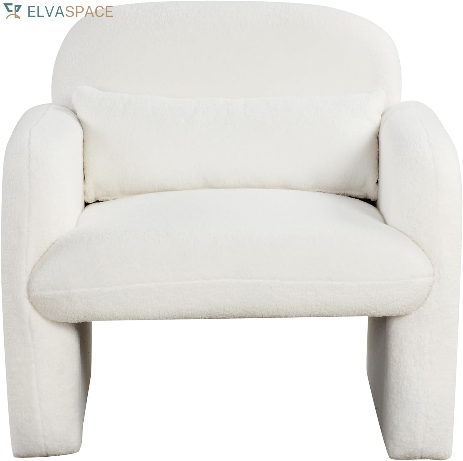 Modern Accent Chair for Living Room, Sherpa Fabric Upholstered Armchair W/Waist Pillow, Comfy Reading Chair W/Armrests, Small Single Sofa for Bedroom, Reception, Apartment, Office, White