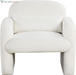 Modern Accent Chair for Living Room, Sherpa Fabric Upholstered Armchair W/Waist Pillow, Comfy Reading Chair W/Armrests, Small Single Sofa for Bedroom, Reception, Apartment, Office, White