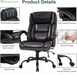 Big and Tall Office Chair 500Lb Wide Seat Massage Desk Chair Ergonomic Computer Chair with Headrest Lumbar Support Armrest Rolling Swivel Chair Adjustable PU Leather Task Chair for Adults Women(Brown)