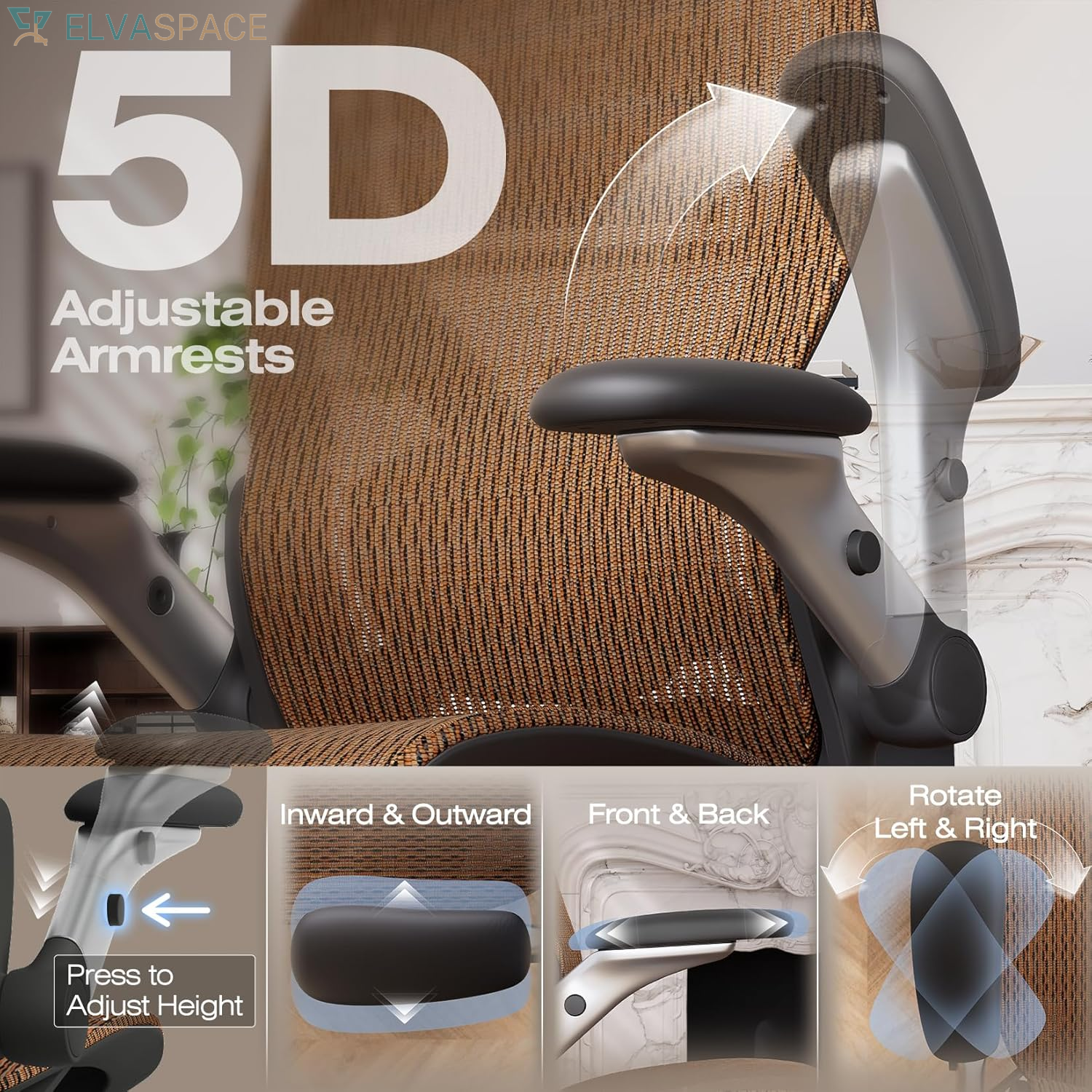 X100 Ergonomic Office Chair with Footrest, Big and Tall Home Desk Chair with 5D Flip-Up Arms, Adjustable 3D Lumbar Support,High Back Rolling Computer Chair, Swivel Mesh Chairs