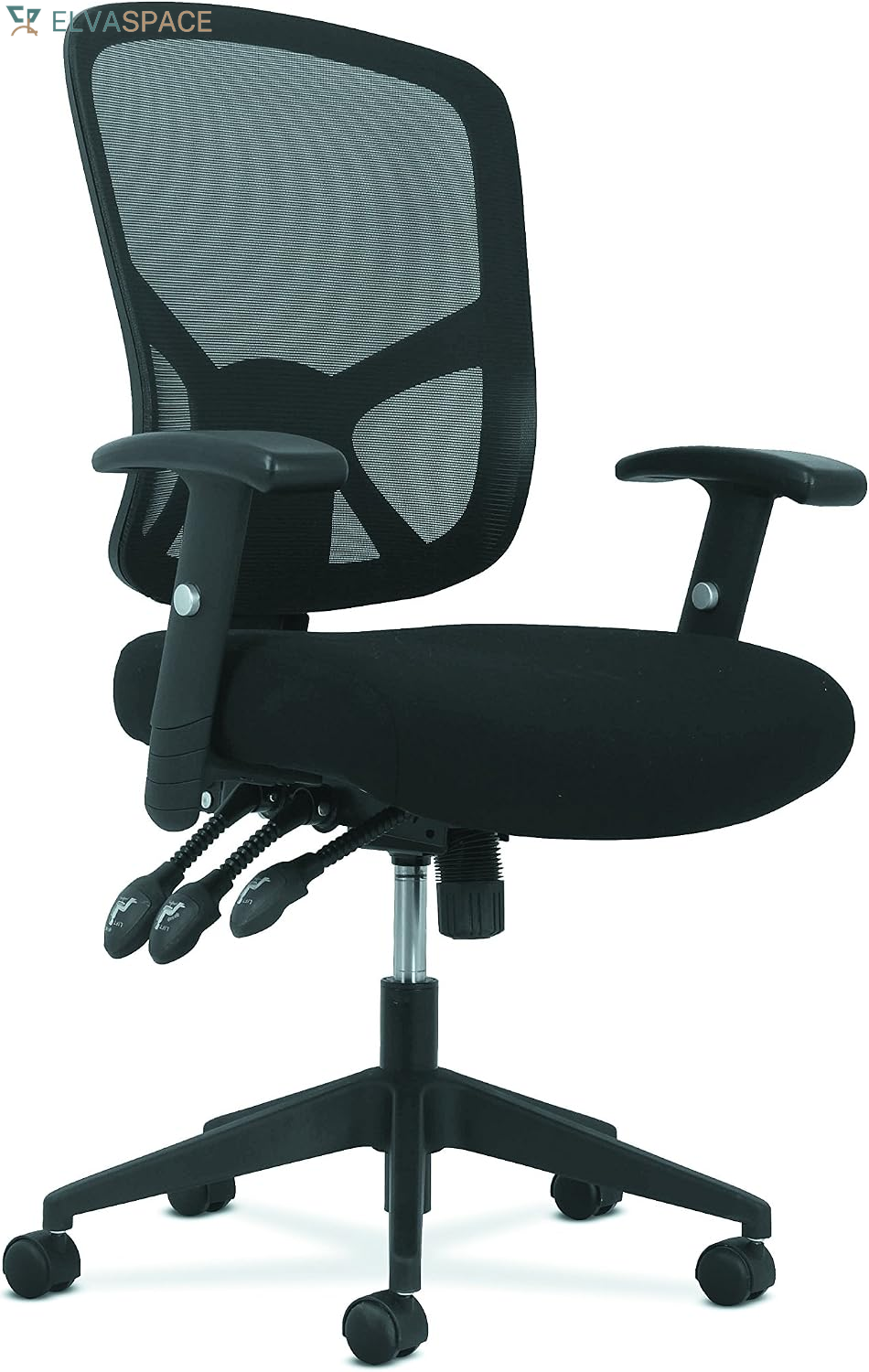 Sadie Executive Ergonomic Office Chair with Leather Upholstery, Chrome Arms and Back Support, Mid Back Desk and Computer Chair for Home Office or Conference Room, 360 Swivel, Black