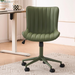 Green Office Desk Chair with Wheels Armless Vanity Chair Modern | Faux Leather Upholstered with Rocking Back, Swivel Height Adjustable Small Cute Computer Rolling Task Chair Ergonomic 300Lb