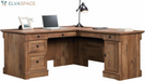 Palladia L Shaped Desk with Drawers, Office Desk with File Cabinet Storage, Cable Management, Keyboard Tray, in Select Cherry Finish