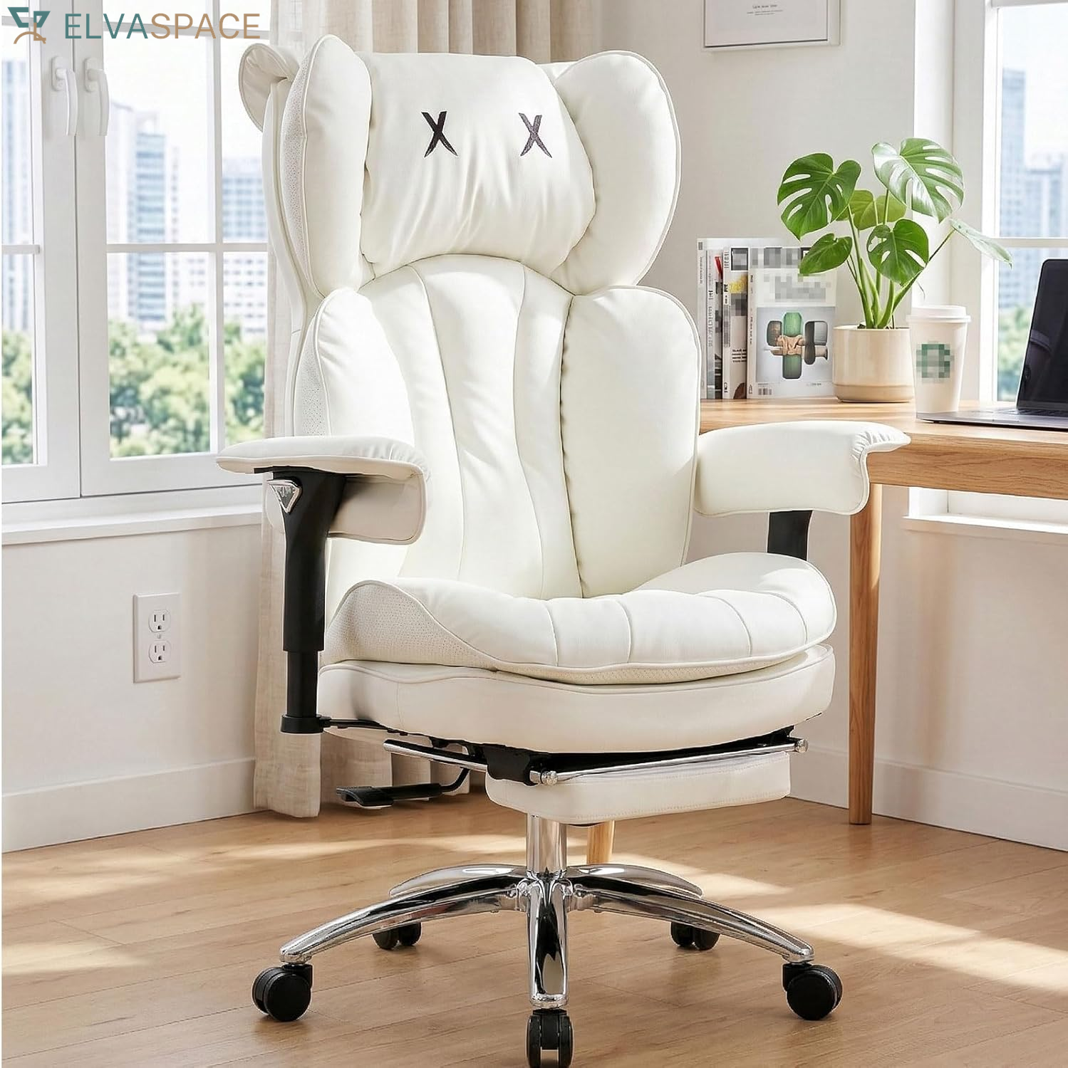 Big & Tall Desk Chair, Wide Executive Office Chair with Footrest Grey