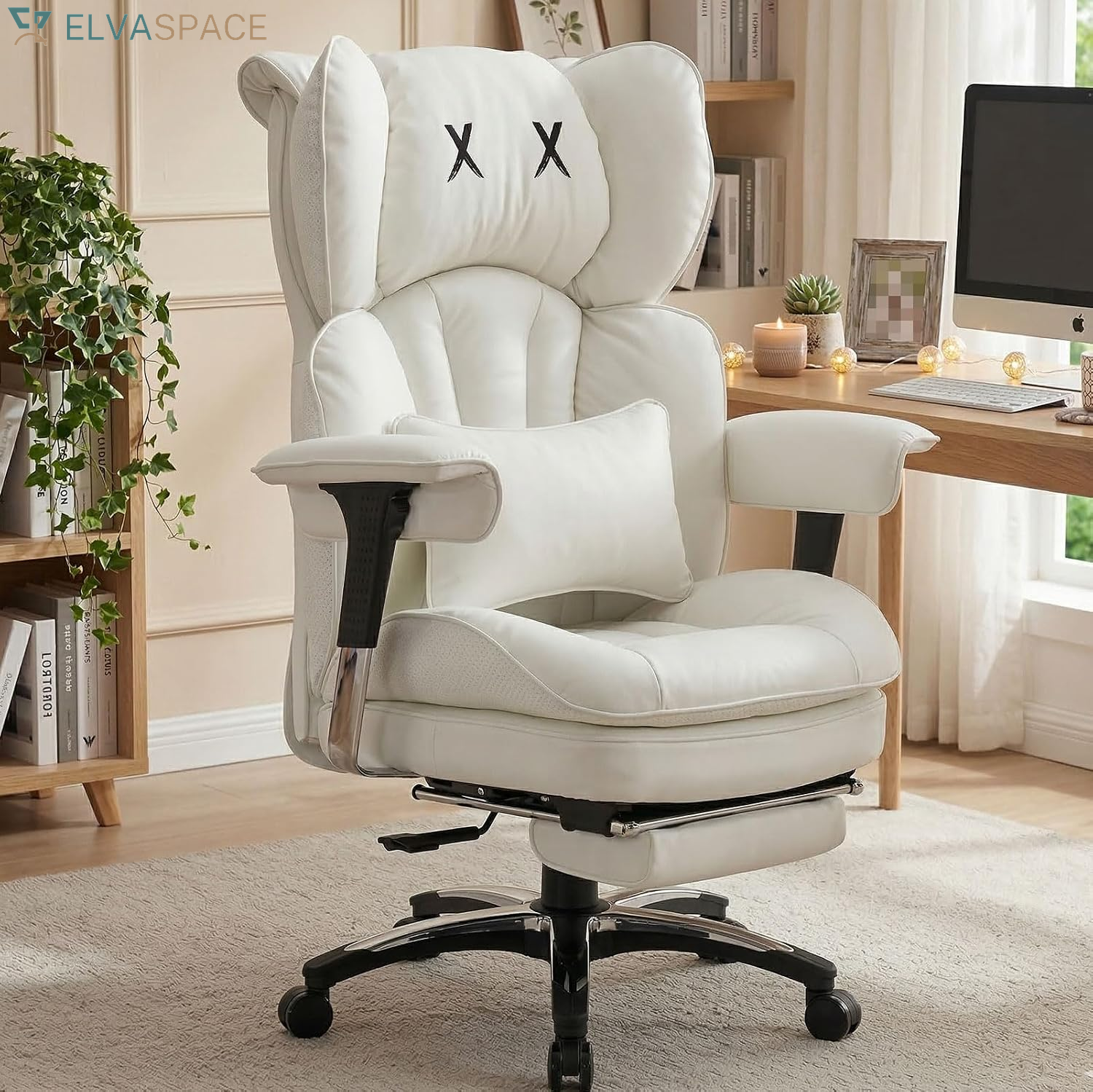 Big & Tall Desk Chair, Wide Executive Office Chair with Footrest Grey
