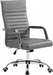 Ergonomic Office Desk Chair, Executive Ribbed Mid-Back PU Leather Conference Room Chair Adjustable Swivel Chair with Arms (1, Orange)