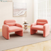 Modern Accent Chair for Living Room, Sherpa Fabric Upholstered Armchair W/Waist Pillow, Comfy Reading Chair W/Armrests, Small Single Sofa for Bedroom, Reception, Apartment, Office, White