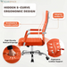 Ergonomic Office Desk Chair, Executive Ribbed Mid-Back PU Leather Conference Room Chair Adjustable Swivel Chair with Arms (1, Orange)