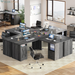 L Shaped Desk with Power Outlets | Computer Corner Desk, File Drawer, Monitor Stand & Storage Shelves, File Cabinet