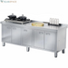 59" X 21" Stainless Steel Prep Table with Cabinet, Commercial Kitchen Table for Prep & Work, Heavy Duty Work Table with 4 Doors for Kitchen, Restaurant, Hotel, Garage and Cafe
