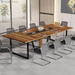 Tribesigns 8FT Conference Table, 94.49 L X 47.24 W X 29.53 H Inches Large Meeting Podcast Table for 10 People, Business Style Wooden Training Table with Strong Metal Frame for Office Conference