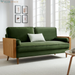 Kellan 72 Inch Velvet Sofa in Walnut Moss Green