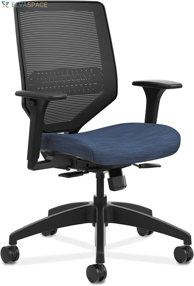 Solve Ergonomic Mesh Task Chair with Adjustable Lumbar Support and Arms, Synchro‑Tilt Desk and Computer Seating for Home Office or Workstation, Midnight