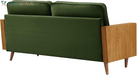 Kellan 72 Inch Velvet Sofa in Walnut Moss Green