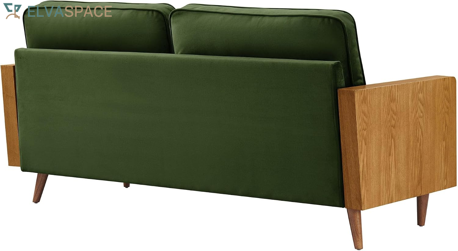 Kellan 72 Inch Velvet Sofa in Walnut Moss Green