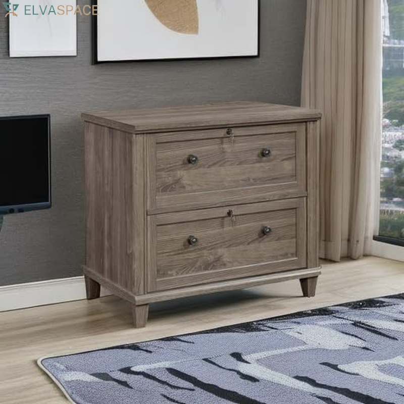 Hammond 2 Drawer Lateral File Cabinet for Home Office, Filing Cabinet with Lock, in Emery Oak