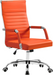Ergonomic Office Desk Chair, Executive Ribbed Mid-Back PU Leather Conference Room Chair Adjustable Swivel Chair with Arms (1, Orange)