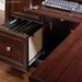 Palladia L Shaped Desk with Drawers, Office Desk with File Cabinet Storage, Cable Management, Keyboard Tray, in Select Cherry Finish