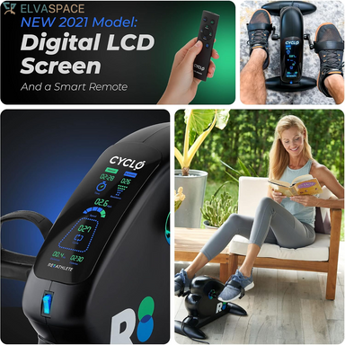 CYCLO: Under-Desk Bike/Pedal Exerciser | Desk Bike for Leg and Arm Exercises | Pedal Exerciser for Cardio Training, Fitness, & Rehabilitation | All-Digital, Light & Quiet Under-Desk Bike