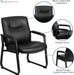Hercules Series Big & Tall Leathersoft Executive Side Reception Chair, Padded Lobby Chair with 500-Lb. Static Weight Capacity, Black