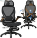 X100 Ergonomic Office Chair with Footrest, Big and Tall Home Desk Chair with 5D Flip-Up Arms, Adjustable 3D Lumbar Support,High Back Rolling Computer Chair, Swivel Mesh Chairs