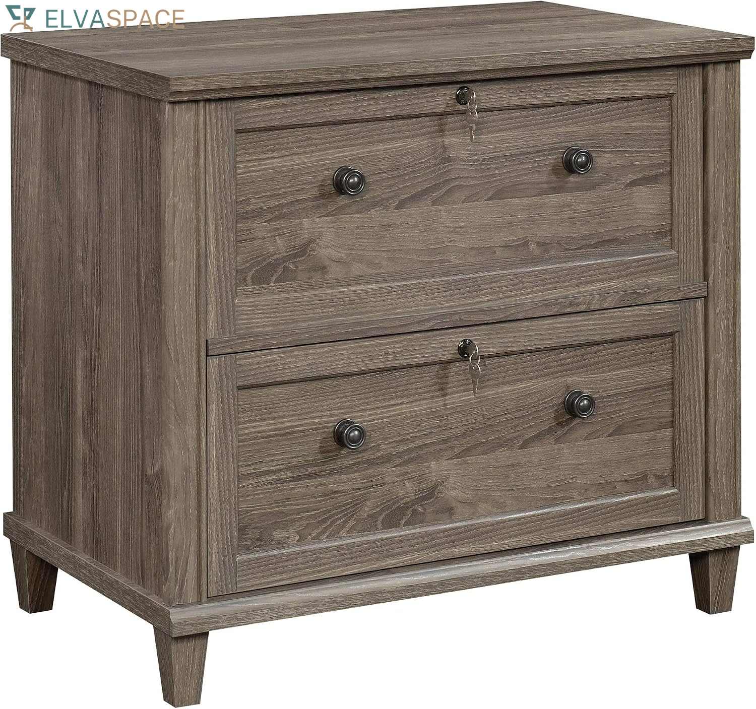Hammond 2 Drawer Lateral File Cabinet for Home Office, Filing Cabinet with Lock, in Emery Oak