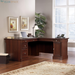 Palladia L Shaped Desk with Drawers, Office Desk with File Cabinet Storage, Cable Management, Keyboard Tray, in Select Cherry Finish