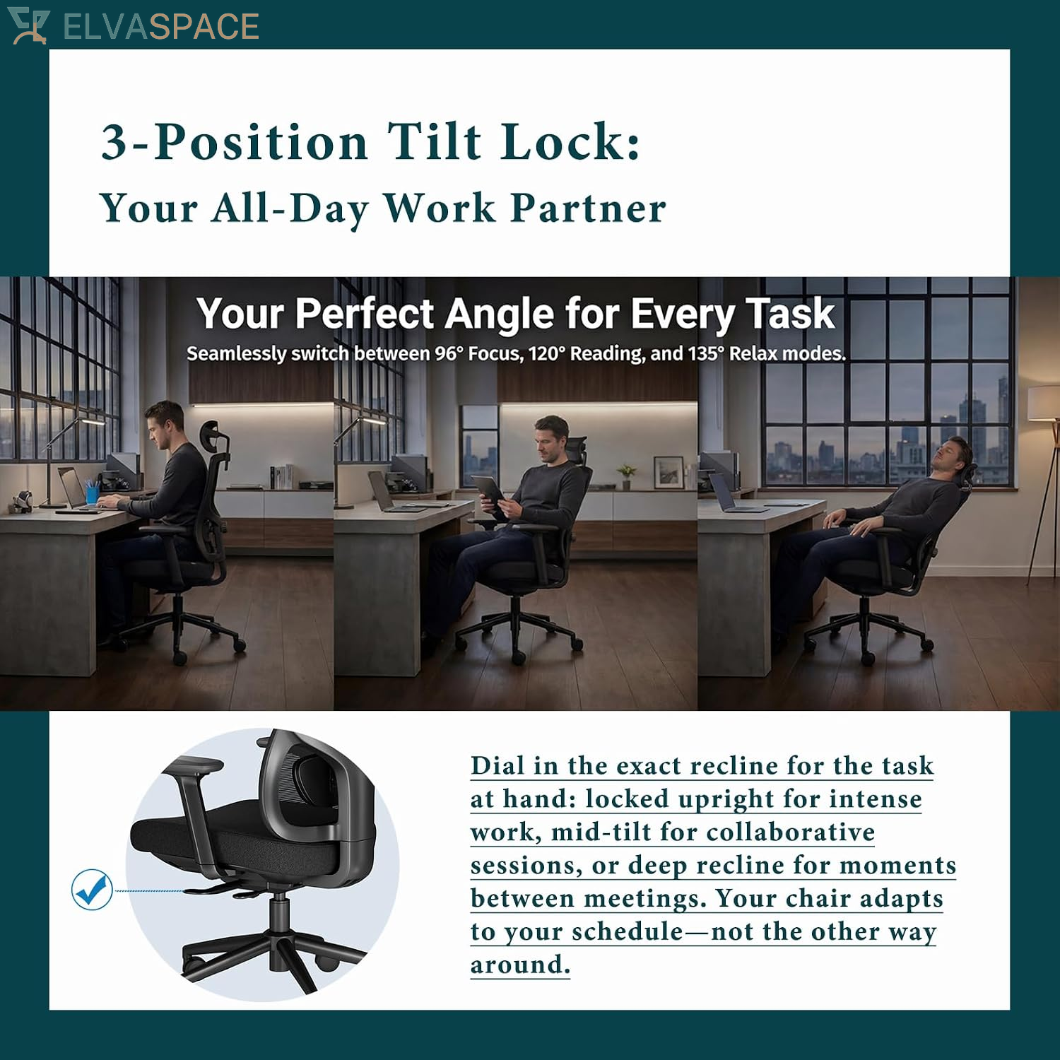 Ergonomic Office Chair with Breathable Mesh Back & Thick Cushion Seat, 4D Armrests, 3D Headrest, Adjustable Lumbar Support & Seat Depth, High Back Desk Chair with Tilt Lock (Black)