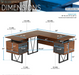 Reversible L-Shaped Computer Desk with File Cabinet, Brown | Drawers, Ideal for Home Office, Workspace Organization, Modern Design, Everyday Use