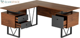 Reversible L-Shaped Computer Desk with File Cabinet, Brown | Drawers, Ideal for Home Office, Workspace Organization, Modern Design, Everyday Use