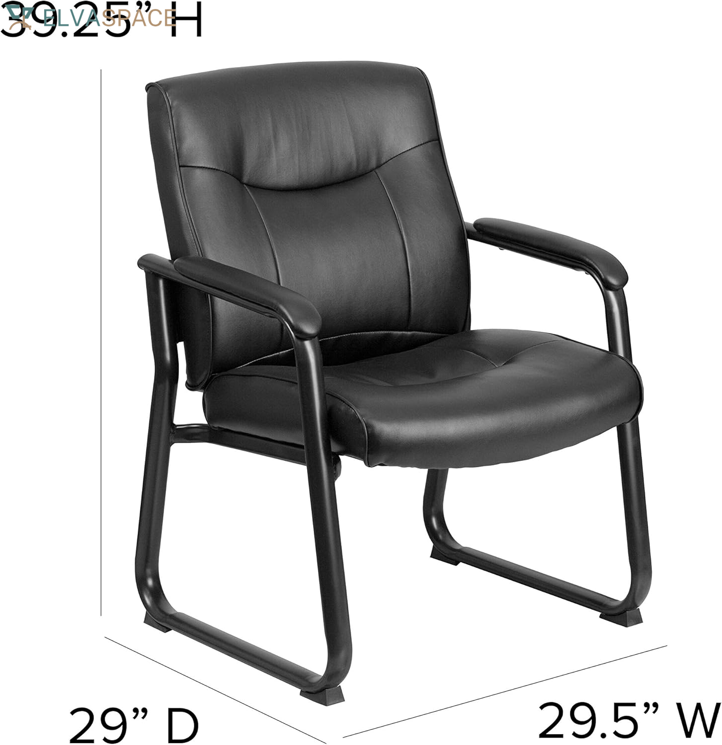Hercules Series Big & Tall Leathersoft Executive Side Reception Chair, Padded Lobby Chair with 500-Lb. Static Weight Capacity, Black