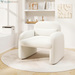 Modern Accent Chair for Living Room, Sherpa Fabric Upholstered Armchair W/Waist Pillow, Comfy Reading Chair W/Armrests, Small Single Sofa for Bedroom, Reception, Apartment, Office, White