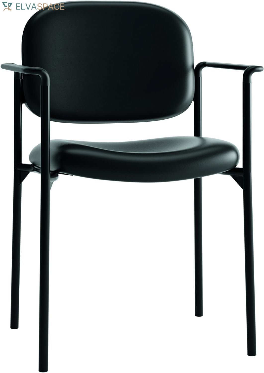 Scatter Guest Office Chair, Armless Leather Seating for Waiting Rooms, Lobbies, Conference Areas, and Offices, Stackable Side Chair for Reception and Training Spaces, Black
