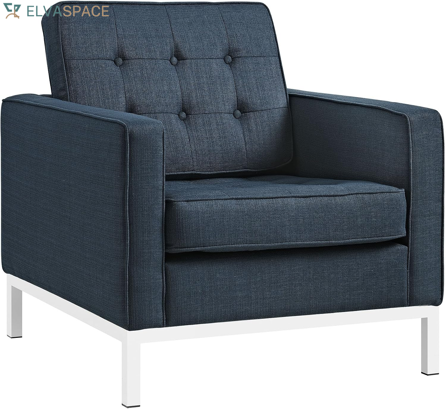 Loft Upholstered Fabric Mid-Century Modern Accent Arm Lounge Chair in Teal