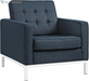 Loft Upholstered Fabric Mid-Century Modern Accent Arm Lounge Chair in Teal