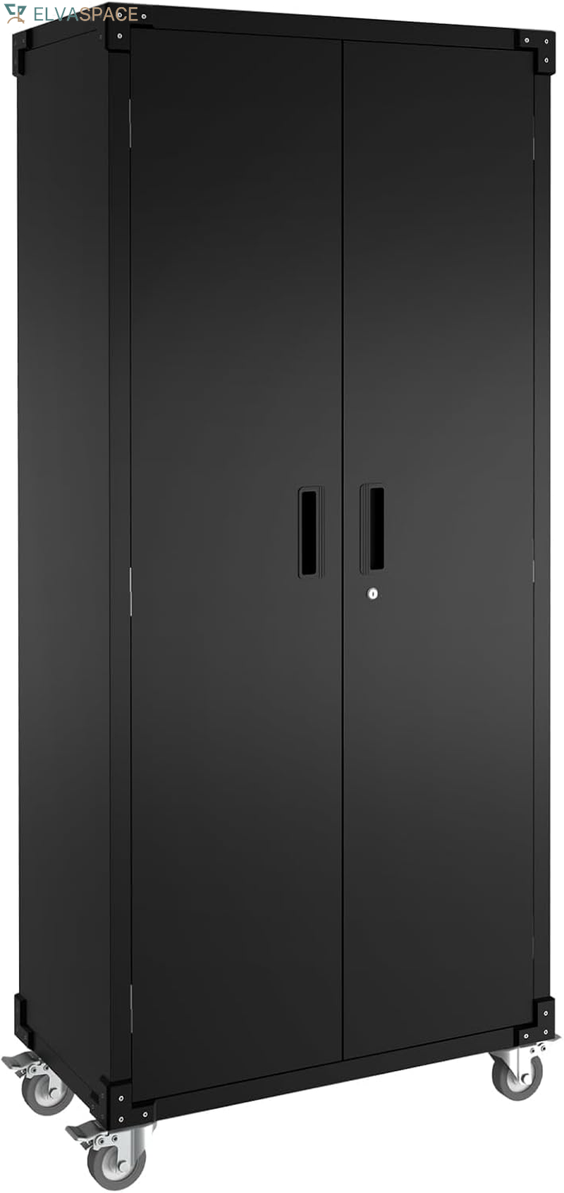 Storage Metal Cabinet 71" with Doors and 4 Shelves Adjustable Adjustable Feet and Lock Tall Storage Cabinet for Pantry Garage Craft Bedroom Office Shop