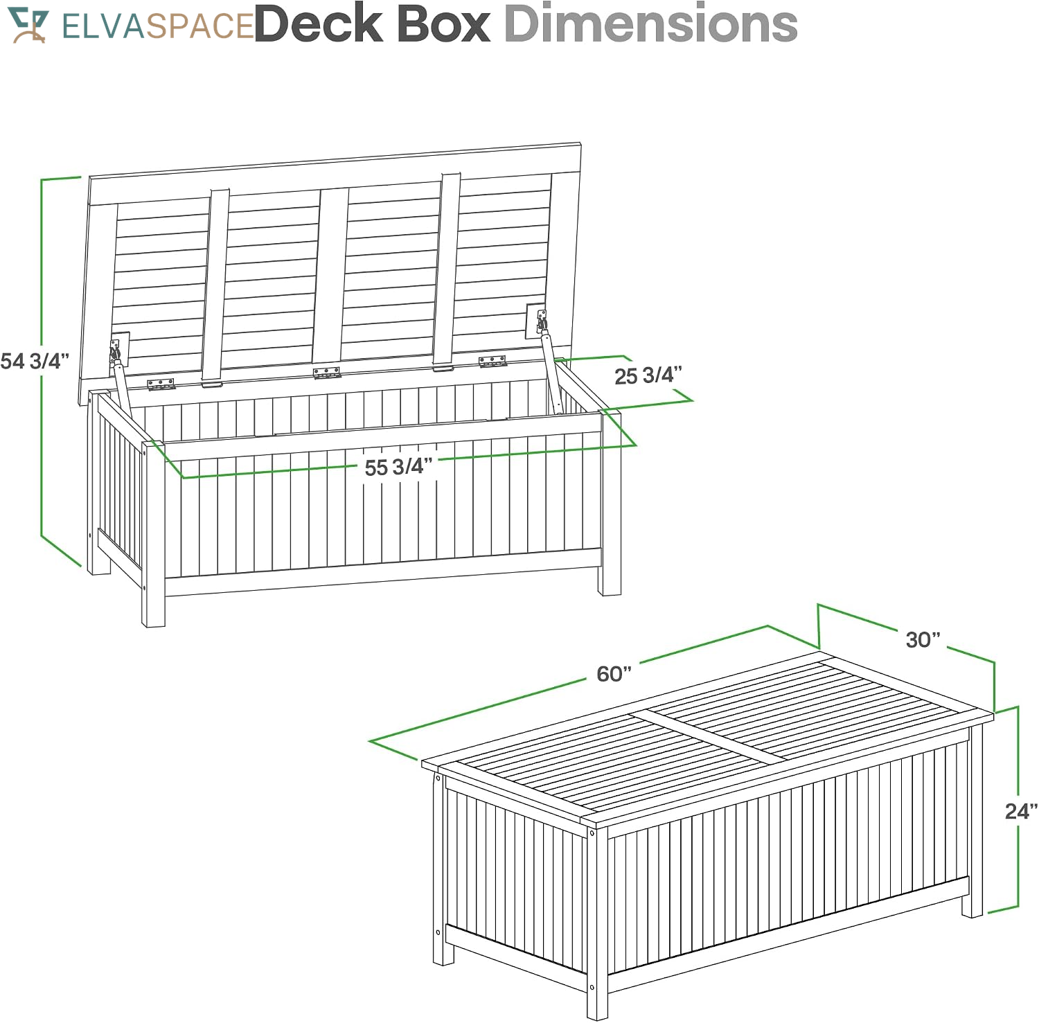 Arie 60-Inch Teak Outdoor Deck Storage Box Chest, Weather-Resistant Patio Organizer with Soft-Close Lid for Pool, Garden & Backyard, 119 Gallons Outdoor Storage Box