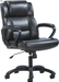 Sadie Executive Ergonomic Office Chair with Leather Upholstery, Chrome Arms and Back Support, Mid Back Desk and Computer Chair for Home Office or Conference Room, 360 Swivel, Black