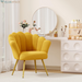 Mid Century Velvet Living Room Chair Set of 2 Accent Chairs, Upholstered Vanity Chair for Makeup Room, Modern Barrel Arm Guest Leisure Chair Comfy for Bedroom-Yellow