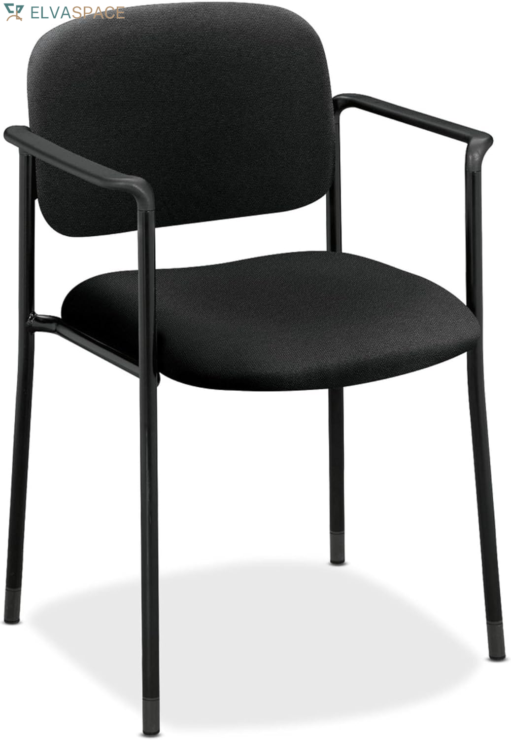 Scatter Guest Office Chair, Armless Leather Seating for Waiting Rooms, Lobbies, Conference Areas, and Offices, Stackable Side Chair for Reception and Training Spaces, Black