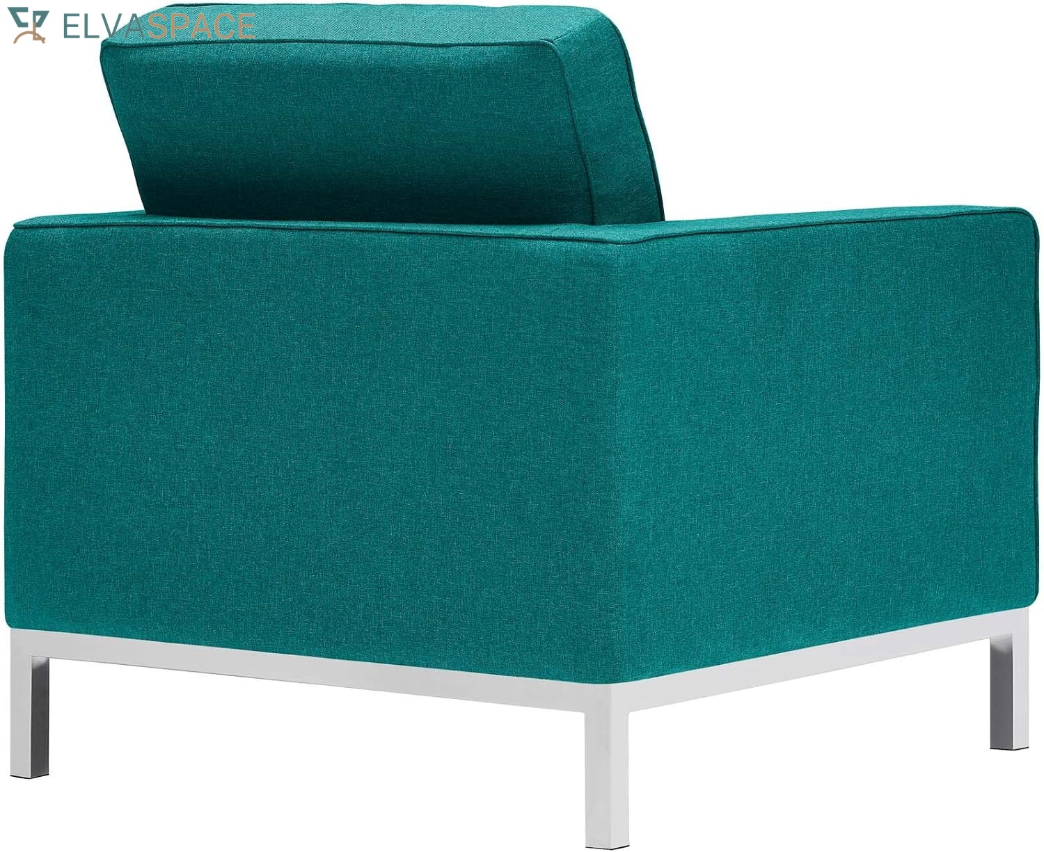 Loft Upholstered Fabric Mid-Century Modern Accent Arm Lounge Chair in Teal