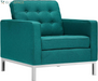 Loft Upholstered Fabric Mid-Century Modern Accent Arm Lounge Chair in Teal