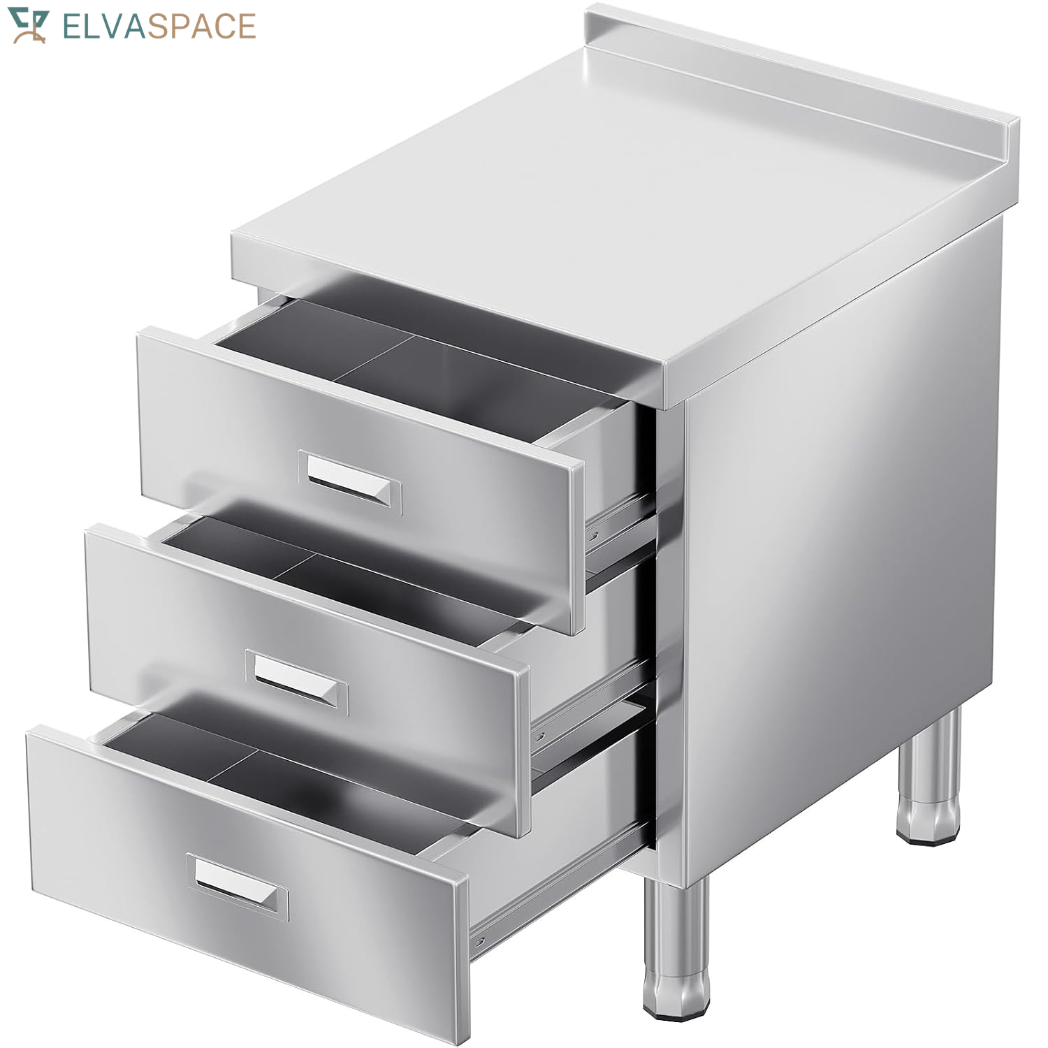 59" X 21" Stainless Steel Prep Table with Cabinet, Commercial Kitchen Table for Prep & Work, Heavy Duty Work Table with 4 Doors for Kitchen, Restaurant, Hotel, Garage and Cafe