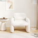 Modern Accent Chair for Living Room, Sherpa Fabric Upholstered Armchair W/Waist Pillow, Comfy Reading Chair W/Armrests, Small Single Sofa for Bedroom, Reception, Apartment, Office, White