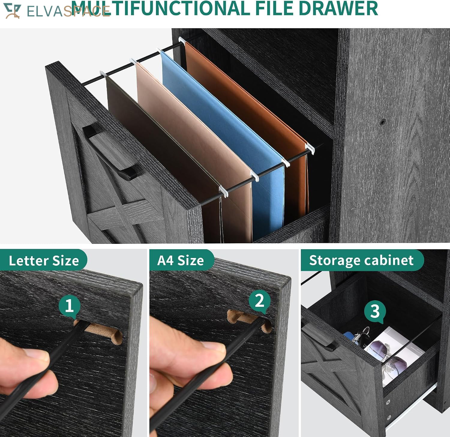 L Shaped Desk with Power Outlets | Computer Corner Desk, File Drawer, Monitor Stand & Storage Shelves, File Cabinet