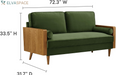 Kellan 72 Inch Velvet Sofa in Walnut Moss Green