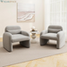 Modern Accent Chair for Living Room, Sherpa Fabric Upholstered Armchair W/Waist Pillow, Comfy Reading Chair W/Armrests, Small Single Sofa for Bedroom, Reception, Apartment, Office, White