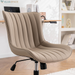 Green Office Desk Chair with Wheels Armless Vanity Chair Modern | Faux Leather Upholstered with Rocking Back, Swivel Height Adjustable Small Cute Computer Rolling Task Chair Ergonomic 300Lb