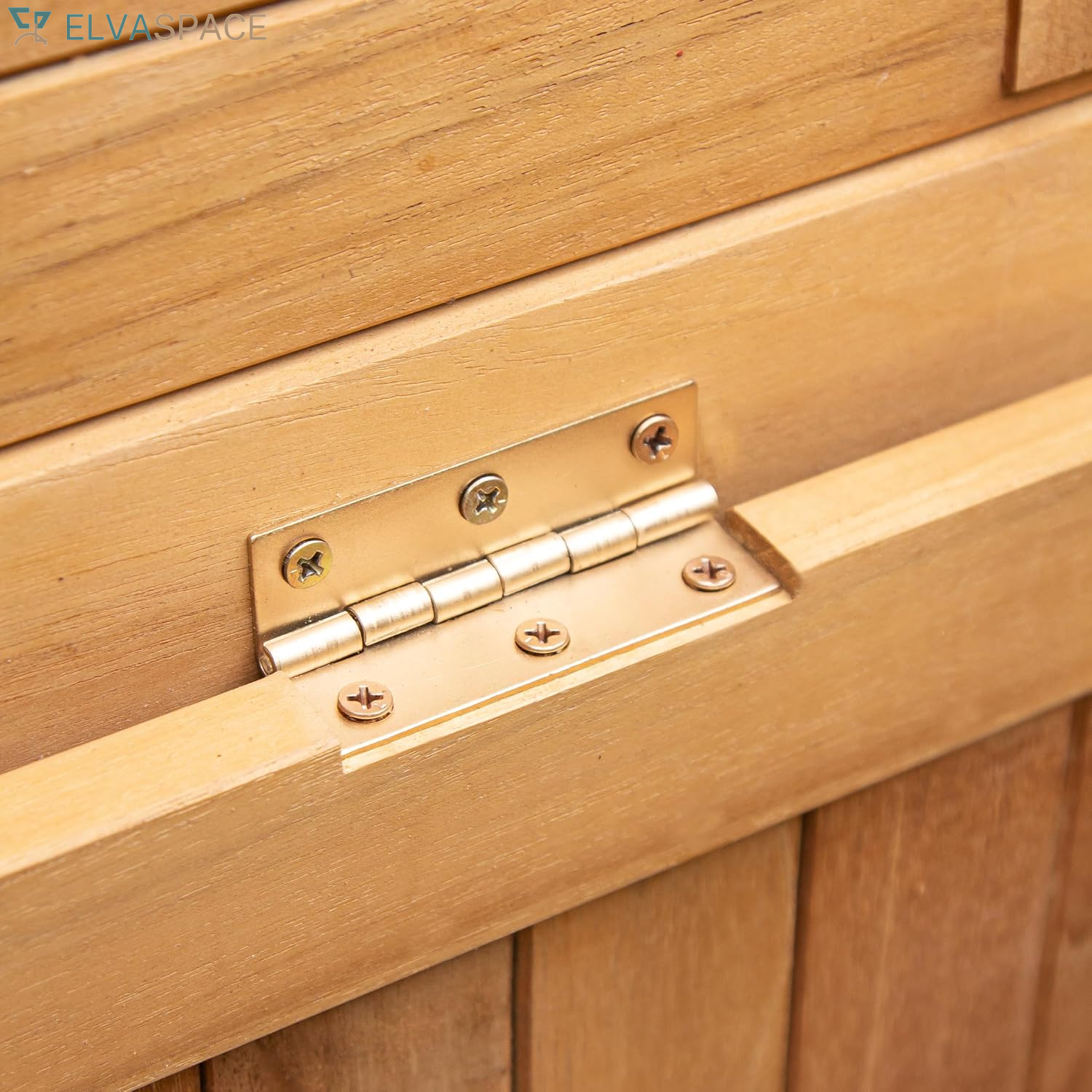 Arie 60-Inch Teak Outdoor Deck Storage Box Chest, Weather-Resistant Patio Organizer with Soft-Close Lid for Pool, Garden & Backyard, 119 Gallons Outdoor Storage Box