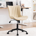 Green Office Desk Chair with Wheels Armless Vanity Chair Modern | Faux Leather Upholstered with Rocking Back, Swivel Height Adjustable Small Cute Computer Rolling Task Chair Ergonomic 300Lb